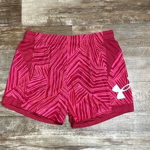 Under Armour Women's Patterned Pink Athletic Shorts Size Large